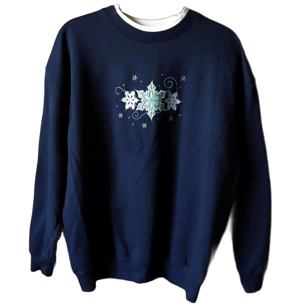 Cute Vintage Christmas/Holiday Snowflake‎ Sweatshirt XL Women